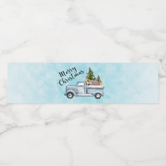 Vrolijk kersttrucje met kalveren waterfles etiket (Enkel label)