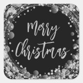 Vrolijk kersttwinkelende zilver Stars Vierkante Sticker (Voorkant)