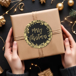 Vrolijk kersttwinkelstaren ronde sticker