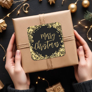 Vrolijk kersttwinkelstaren vierkante sticker