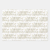 Vrolijk kersttypografie faux glitter textuur inpakpapier vel (Voorkant 2)