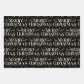 Vrolijk kersttypografie faux glitter textuur inpakpapier vel (Voorkant)