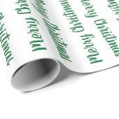 Vrolijk kersttypografie in het groen op witte cade cadeaupapier (Rol Hoek)