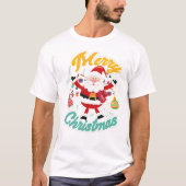 Vrolijk Kersttypografie Ontwerp met Ornament T-shirt (Voorkant)