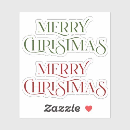Vrolijk kersttypografie rood en groen sticker (Vel)
