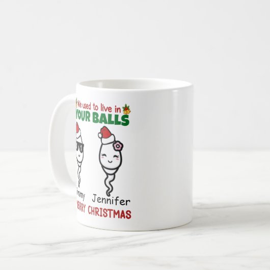 Vrolijk kerstvader 2 kinderen koffiemok (Voorkant links)