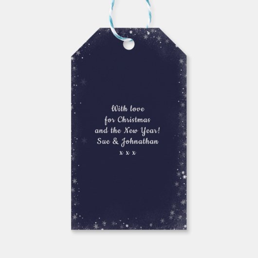 Vrolijk kerstvakantie bloemenglitter cadeau labels cadeaulabel (Achterkant)