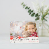 Vrolijk kerstvakantie Briefkaart met aangepaste fo (Staand voorkant)