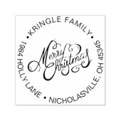 Vrolijk kerstvakantie familie retour adres  zelfinktende stempel (Design)