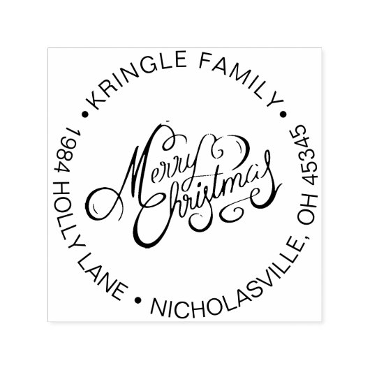 Vrolijk kerstvakantie familie retour adres  zelfinktende stempel (Design)