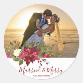 Vrolijk kerstvakantie foto sticker label Holly