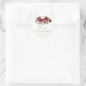 Vrolijk kerstvakantie gouden script holly floral ronde sticker (Tas)