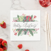 Vrolijk kerstvakantie groen servet (Insitu)