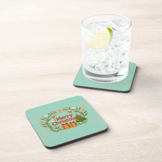 Vrolijk kerstvakantie Onderzetters (Set van 6) (Rechterzijde)