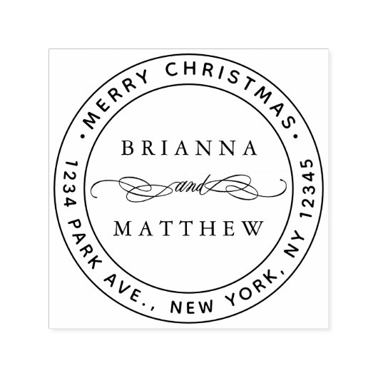 Vrolijk kerstvakantie retour adres rond zelf-  zelfinktende stempel (Design)