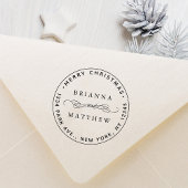 Vrolijk kerstvakantie retour adres rond  zelfinktende stempel