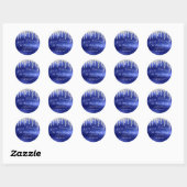 Vrolijk kerstVakantie RSVP Silver Royal Blue Ronde Sticker (Vel)