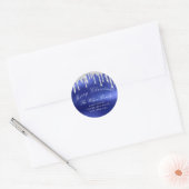 Vrolijk kerstVakantie RSVP Silver Royal Blue Ronde Sticker (Envelop)