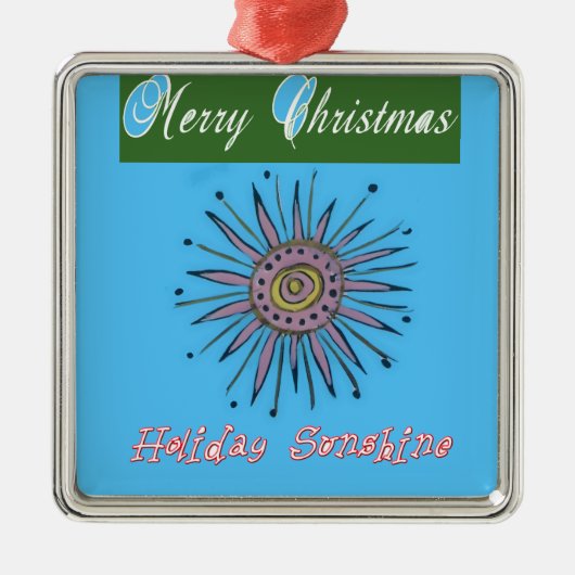 Vrolijk kerstvakantie Sunshine Collectie Metalen Ornament (Voorkant)