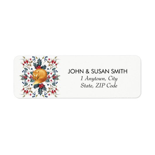 Vrolijk kerstvakantie vos retour adres labels (Voorkant)