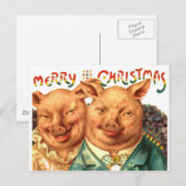 Vrolijk Kerstvarken Briefkaart Kunst (Voorkant / Achterkant)