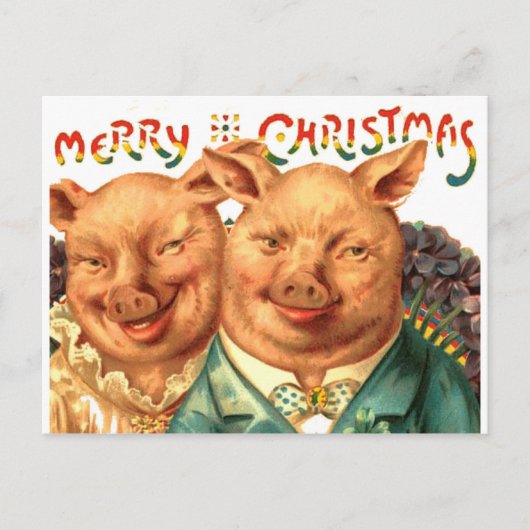 Vrolijk Kerstvarken Briefkaart Kunst (Voorkant)