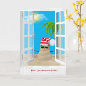 Vrolijk kerstvenster met tropische zandman kaart (Gele Bloem)