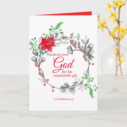 Vrolijk kerstverhaal Corinthians Poinsettia Kaart (Gele Bloem)