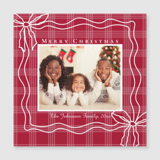 Vrolijk Kerstverhaal Doodle Bow Foto Red Plaid Mag (Voorkant)
