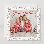 Vrolijk Kerstverhaal String of Lights Photo Square Feestdagenkaart (Voorkant)