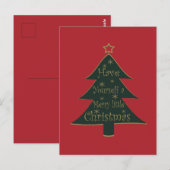 Vrolijk kerstversierde pijnboom briefkaart (Voorkant / Achterkant)