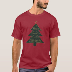 Vrolijk kerstversierde pijnboom t-shirt