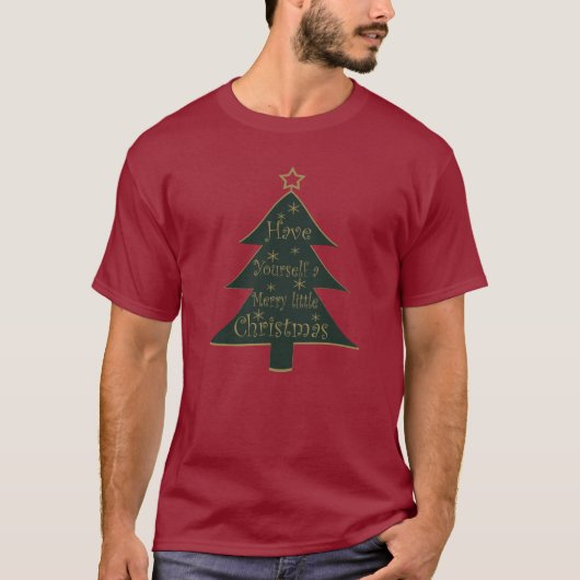 Vrolijk kerstversierde pijnboom t-shirt (Voorkant)