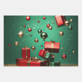 vrolijk kerstversiering inpakpapier vel (Voorkant 3)