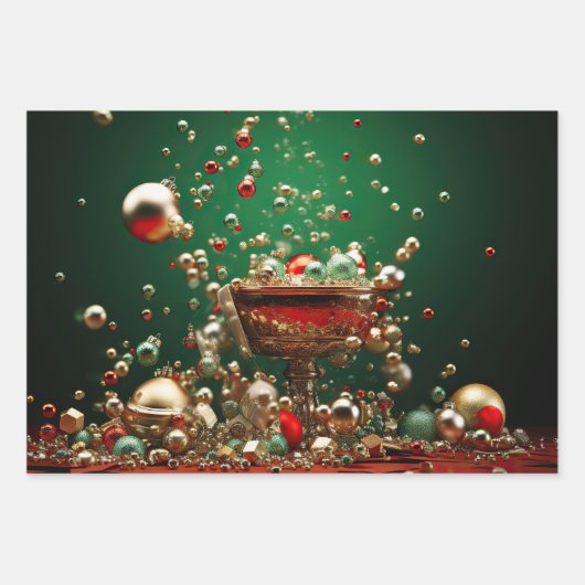 vrolijk kerstversiering inpakpapier vel (Voorkant 2)