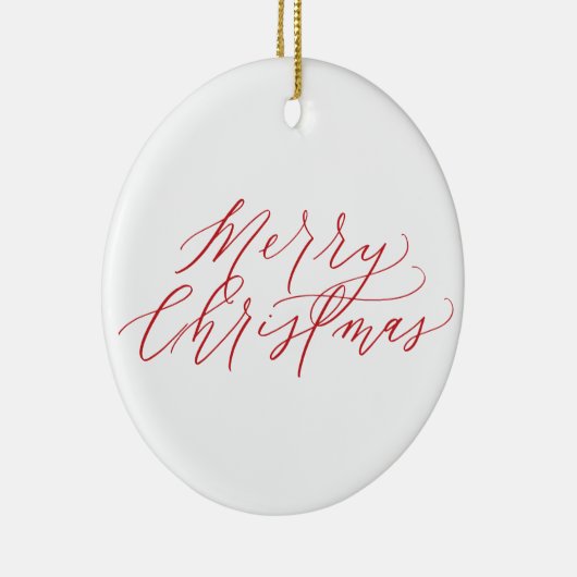 Vrolijk kerstversiering - rode kalligrafie keramisch ornament (Rechts)