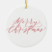Vrolijk kerstversiering - rode kalligrafie keramisch ornament (Voorkant)