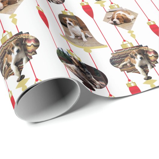 Vrolijk kerstversieringen Aangepaste foto's Cadeaupapier (Rol Hoek)