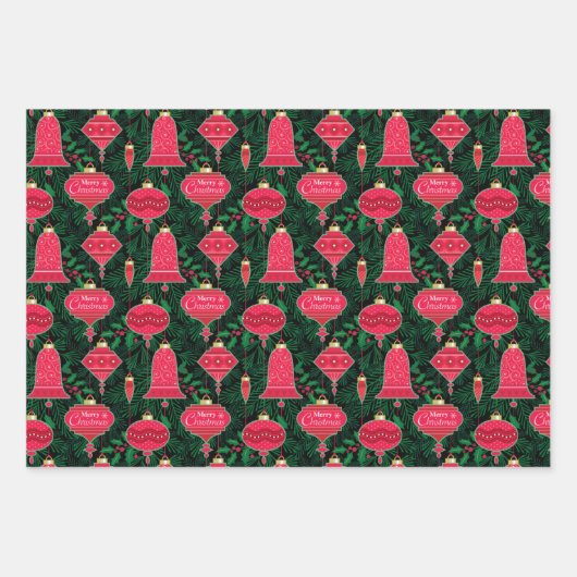 Vrolijk kerstversieringen met pijnbijkantoren Holl Inpakpapier Vel (Voorkant 2)