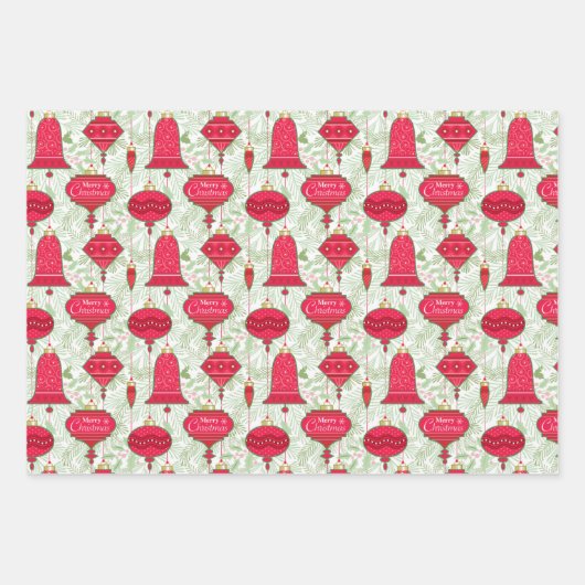 Vrolijk kerstversieringen met pijnbijkantoren Holl Inpakpapier Vel (Voorkant)