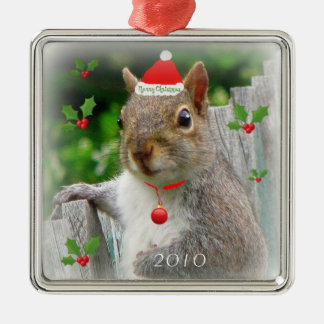 Vrolijk kerstvierkant 2010 metalen ornament