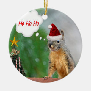 Vrolijk kerstvierkant Gezegde Ho Ho Ho! Keramisch Ornament