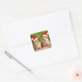 Vrolijk kerstvierkant labels met Baby Chipmunks (Envelop)