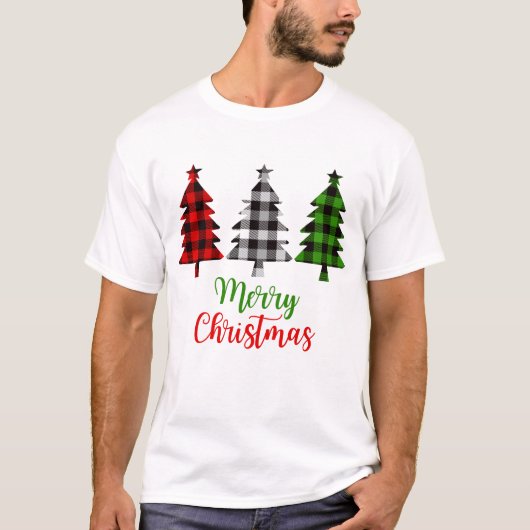 Vrolijk kerstvierkant met rood-witte feestjes t-shirt (Voorkant)