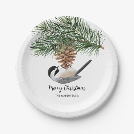 Vrolijk kerstvierkant op Pinecone Papieren Bordje (Voorkant)