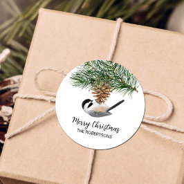 Vrolijk kerstvierkant op Pinecone Ronde Sticker