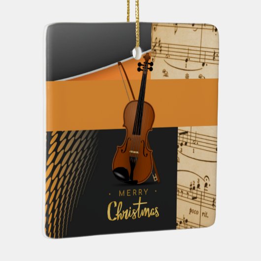 Vrolijk kerstvioolontwerp keramisch ornament (Rechts)