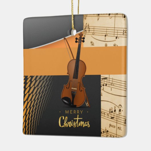 Vrolijk kerstvioolontwerp keramisch ornament (Links)