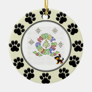 Vrolijk kerstvizier door pop keramisch ornament