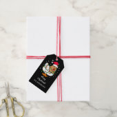 Vrolijk kerstvizier op maat gesneden cadeaulabel (Met Touw)
